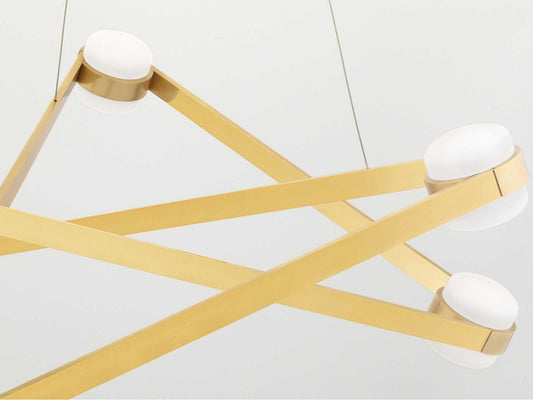 Hudson Valley Orbit 6-Light Integrated LED Chandelier in Aged Brass with Opal Glass
