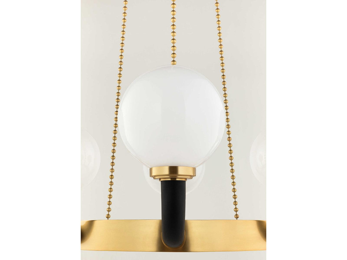 Hudson Valley Werner 12-Light Aged Brass Black Glass Globe Chandelier