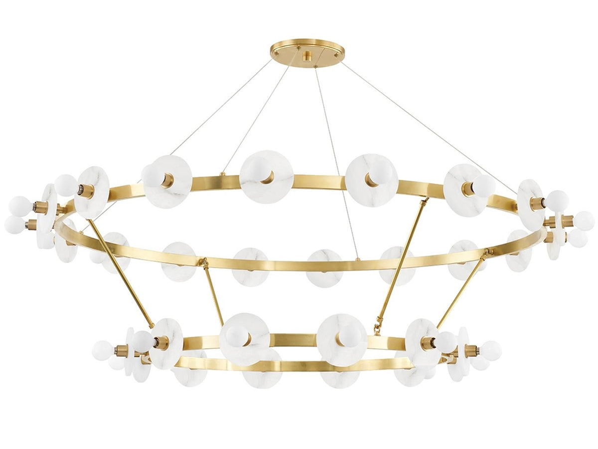 Hudson Valley 30-Light Austen LED Tiered Chandelier in Aged Brass