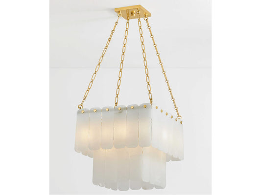 Hudson Valley Moissanite 17-Light Tiered Chandelier in Aged Brass White Alabaster