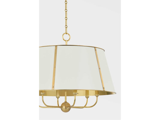 Hudson Valley Cambridge 6-Light Aged Brass Off White Candelabra Chandelier