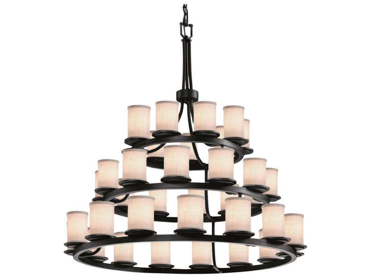 Justice Design Group Textile 36-Light Cylinder Tiered Chandelier