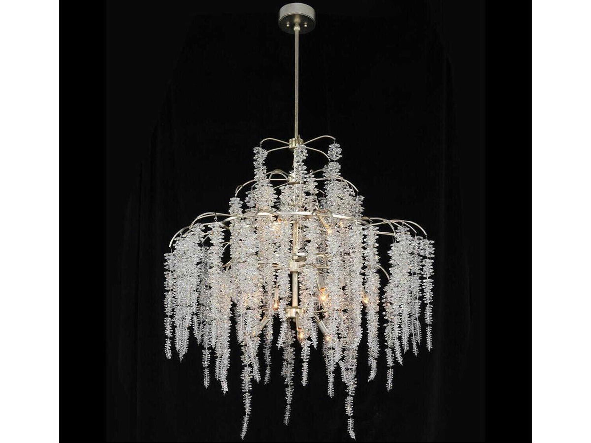 John Richard 12-Light Cascading Crystal Chandelier in Antique Silver