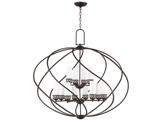 Livex Lighting Westfield 12-Light Foyer Chandelier in Olde Bronze with Satin Opal White Glass