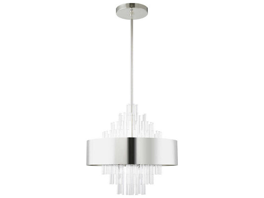 Livex Lighting Orenburg 8-Light Polished Nickel Crystal Candelabra Drum Chandelier