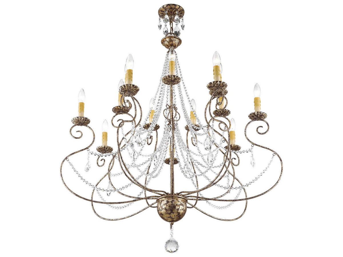 Livex Lighting Isabella 14-Light Hand Applied European Bronze Chandelier with Clear Crystals