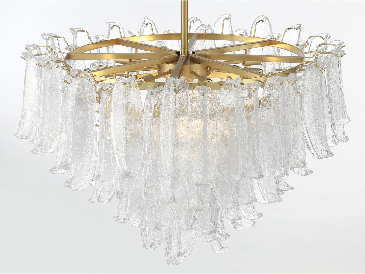 Metropolitan 17-Light Regent Chandelier with Clear Crackled Glass in Legacy Brass