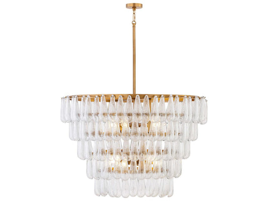 Minka Lavery Vionne 8-Light Legacy Brass Clear Dimpled Tiered Chandelier