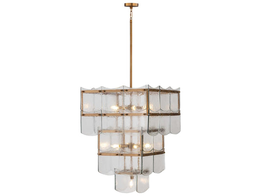 Minka Lavery Kiori 9-Light Legacy Brass Textured Clear Tiered Chandelier