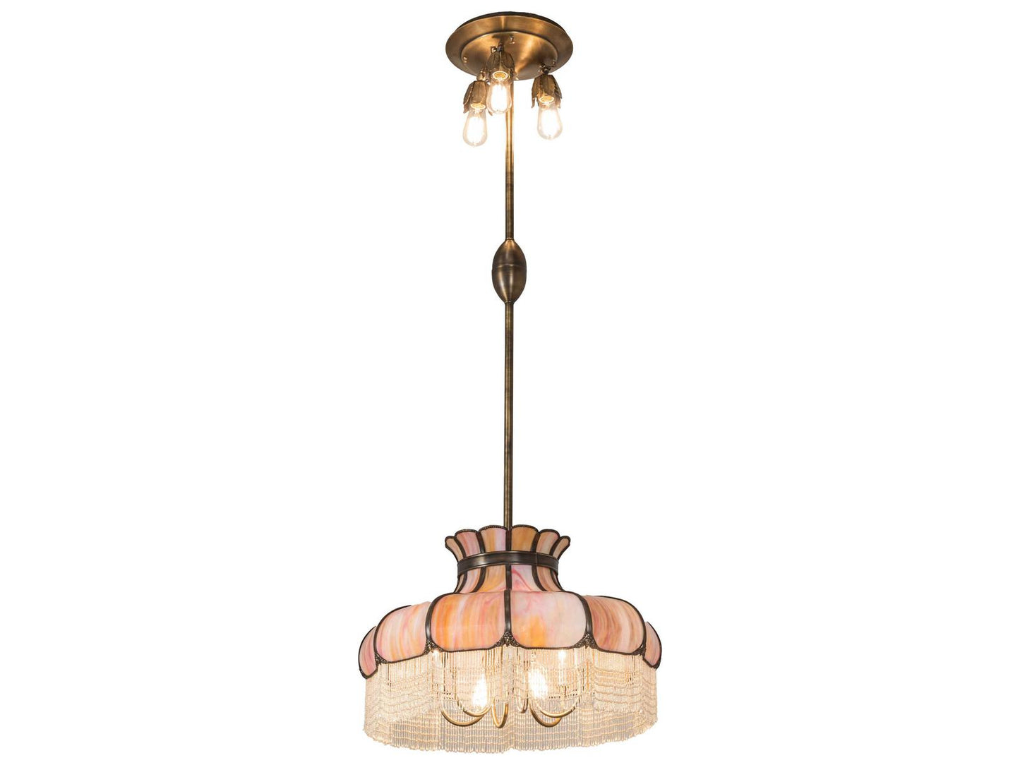 Meyda 5 6-Light Antique Mahogany Bronze Glass Tiffany Chandelier