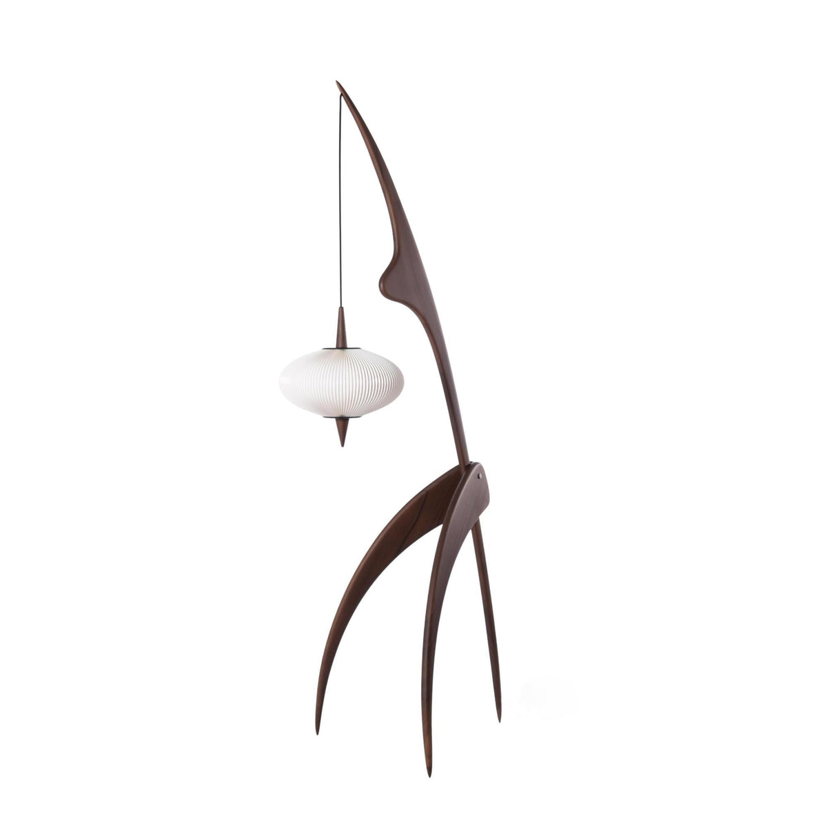 Mantis Wood Floor Lamp ∅ 18.1″ x H 63″ / Dia 46cm x H 160cm / Walnut Colour & White / US Plug Floor lamp