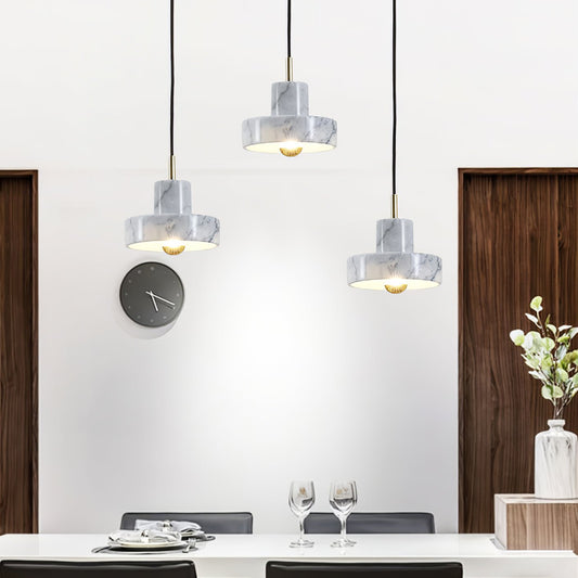 Marble Aura Pendant Lamp ∅ 7.1″ x H 6.3″ / Gold & White / Warm Light Pendant light