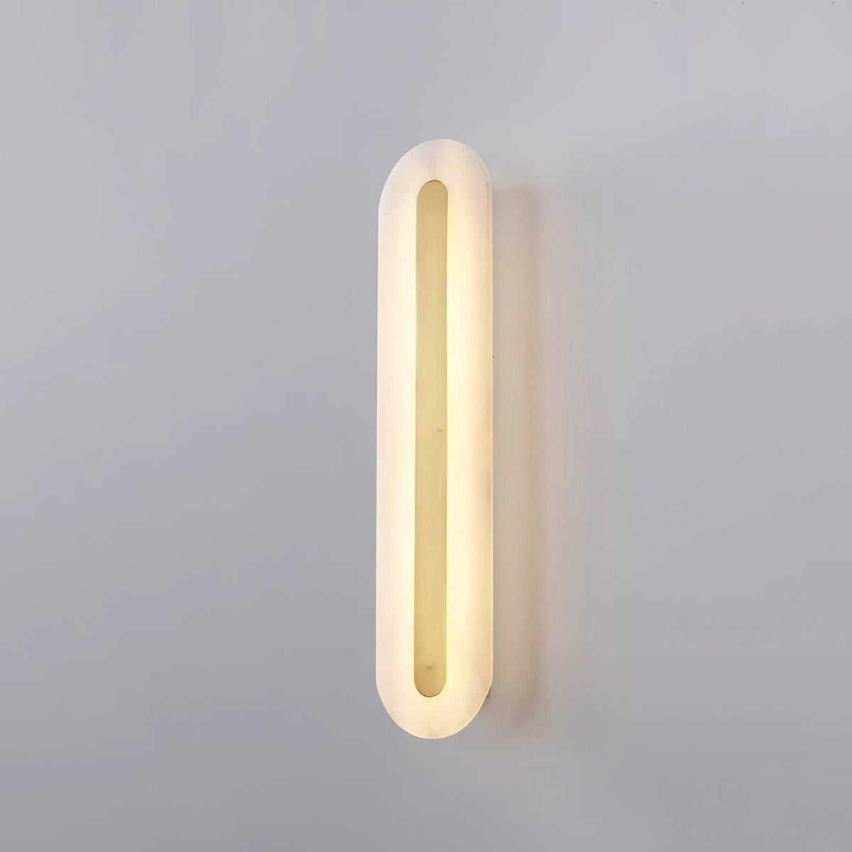 Alabaster Rounded Wall Light ∅ 5.5″ x H 23.6″ / Dia 14cm x H 60cm / White&Brass / Warm Light Wall lamp