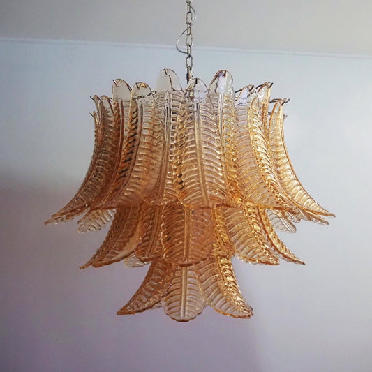 Amber Glass Leaf Chandelier