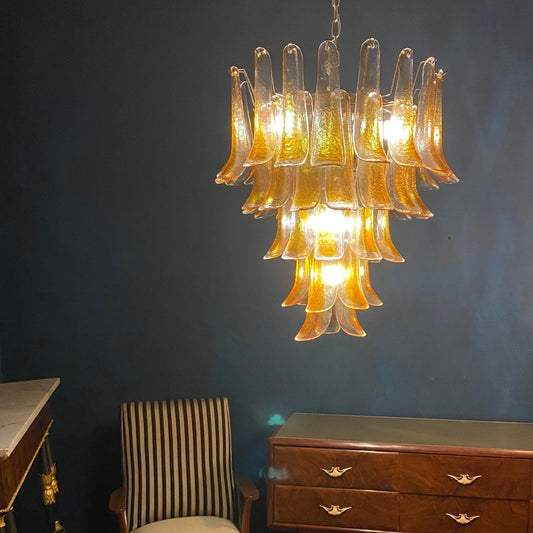 Amber Glass Petals Chandelier