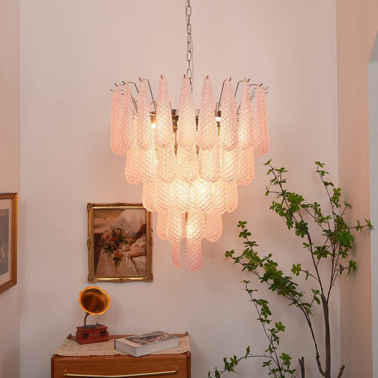 Pink Glass Dewdrop Chandelier