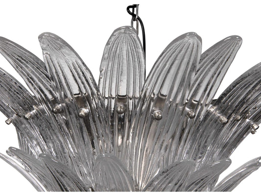 Noir Emperor 12-Light Antique Silver Chandelier with Textured Glass