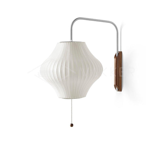 Nelson Bubble Wall Lamp ∅ 11.8″ x H 11.8″ / White & Walnut wood 1001 Wall lamp