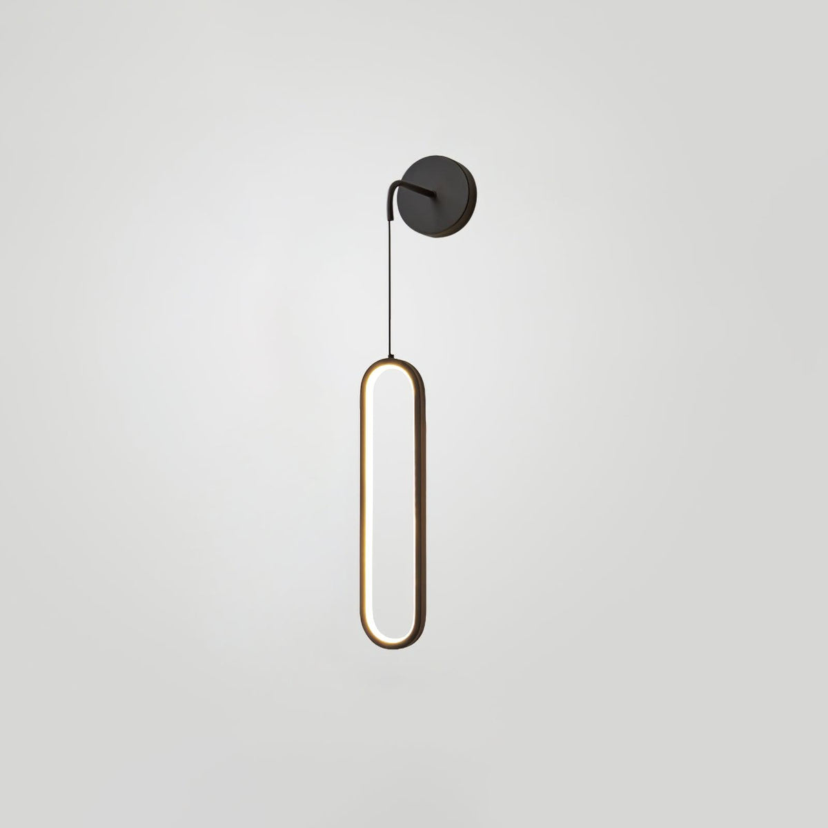 Oval LED Brass Wall Lamp Dia 9cm x H 68cm / ∅ 3.5″ x H 26.8″ / Black / Three-Color Changing Light Wall lamp