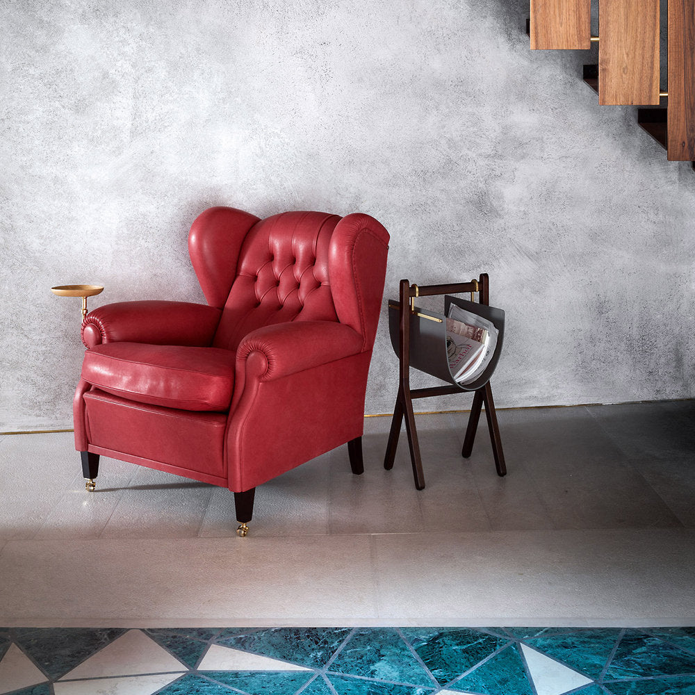 1919 Upholstered Armchair with Cup Holder