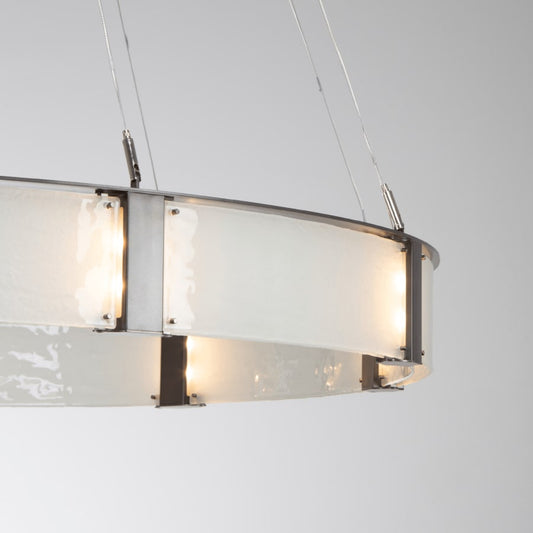 Hammerton Studio Parallel 60" Wide Artisan Crafted LED Chandelier with Hand Textured Glass