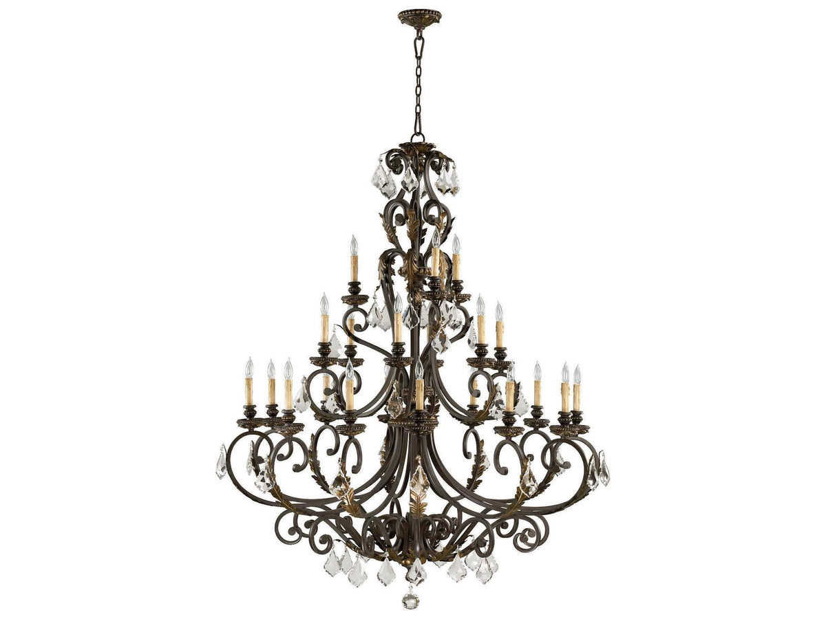 Quorum Rio Salado 21-Light Toasted Sienna with Mystic Silver Candelabra Chandelier