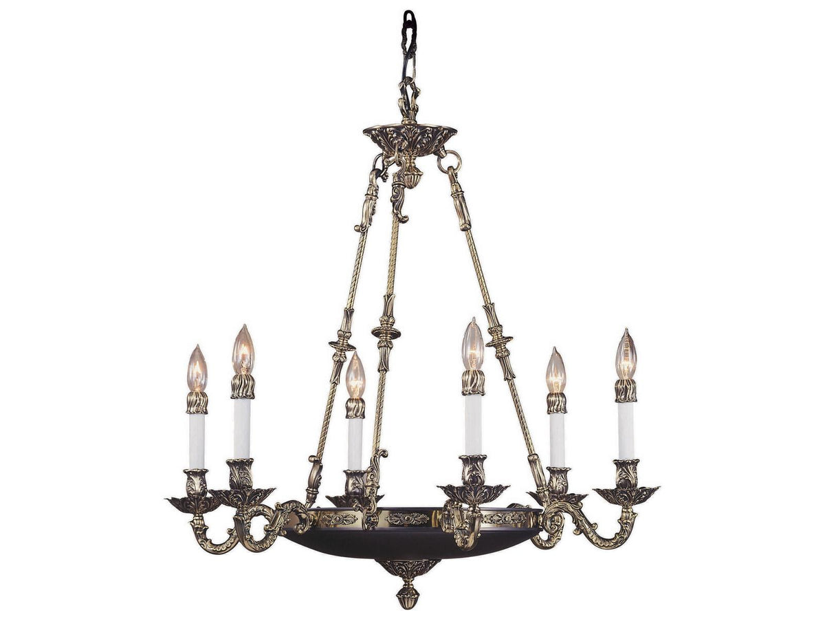 Framburg 6-Light Napoleonic Candelabra Chandelier in French Brass