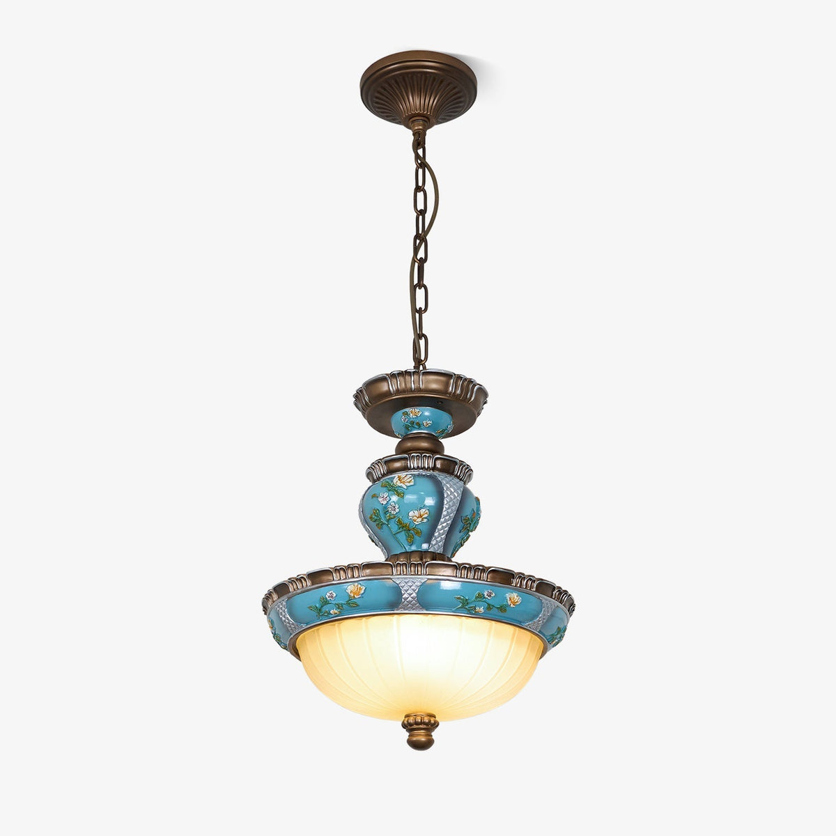 Retro Floral Resin Pendant Light ∅ 15″ x H 18.3″ / Dia 38cm x H 46.5cm / Blue Pendant light