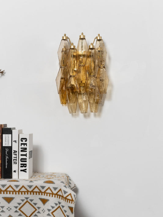Rhombus Amber Glass Wall Lamp