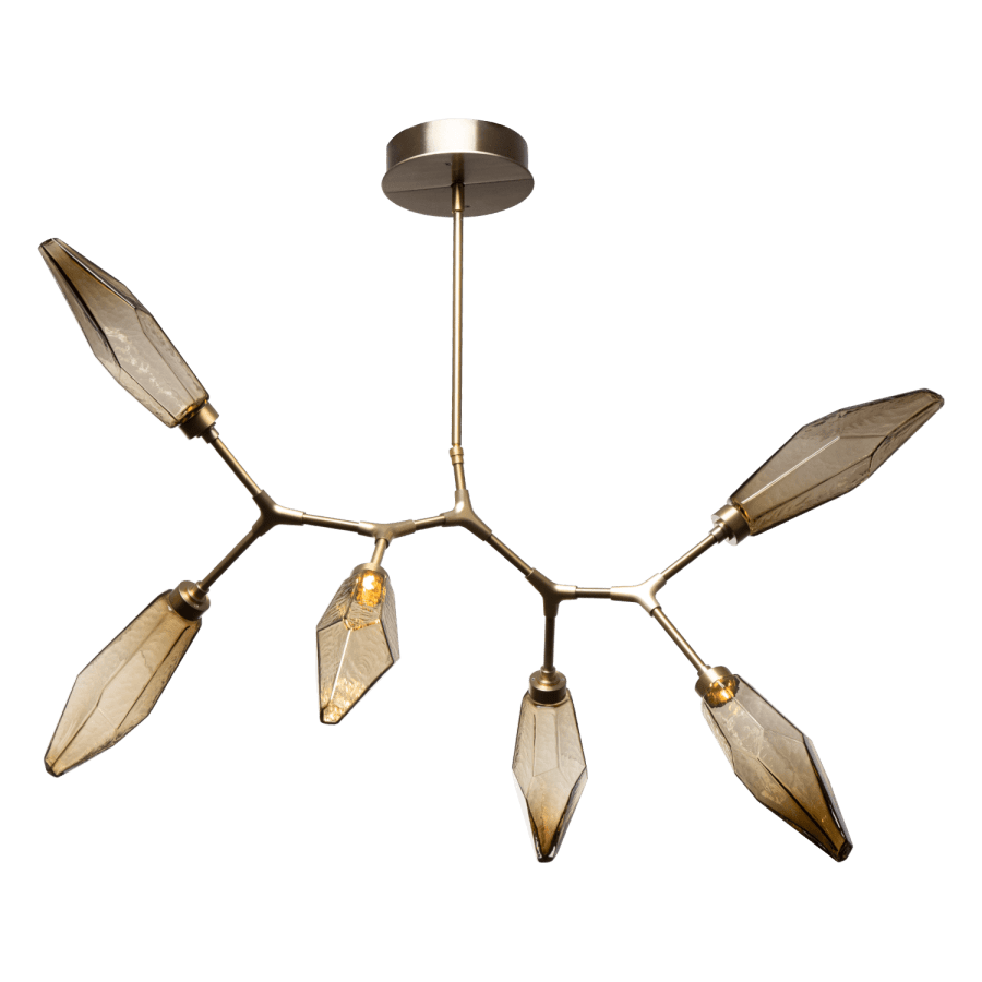 Hammerton Studio Rock Crystal 44" Wide 6 Light Hand Blown Glass LED Modern Branch Chandelier
