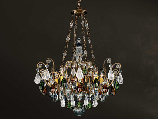 Schonbek 8-Light Renaissance Rock Crystal Candelabra Chandelier in Heirloom Bronze