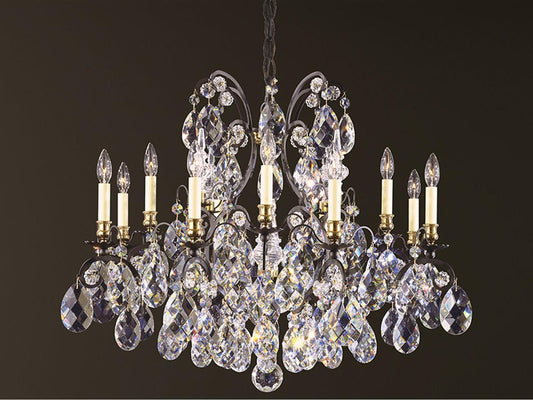 Schonbek Renaissance 13-Light Pewter Crystal Candelabra Chandelier