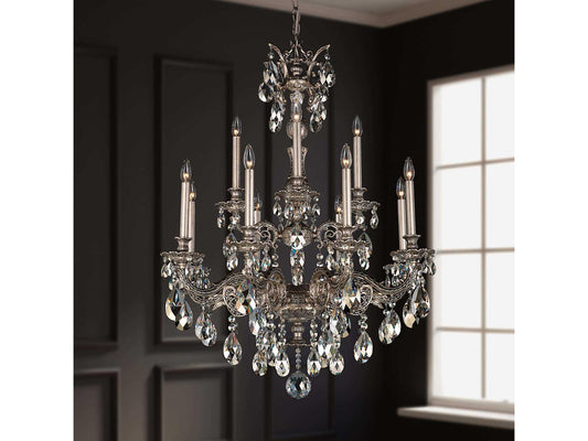 Schonbek Milano 12-Light Crystal Candelabra Chandelier