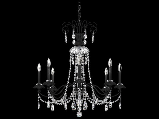 Schonbek Helenia 8-Light Crystal Chandelier in Black with Heritage Handcut Crystal