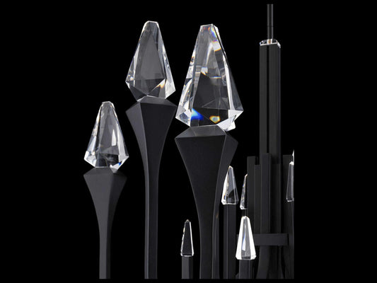 Schonbek Plumeria 8-Light LED Chandelier in Black with Clear Optic Crystal