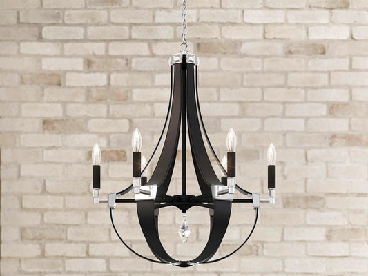 Schonbek Crystal Empire 6-Light Candelabra Chandelier in Grizzly Black Leather