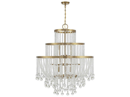 Savoy House Luna 15-Light Crystal Chandelier in Warm Brass