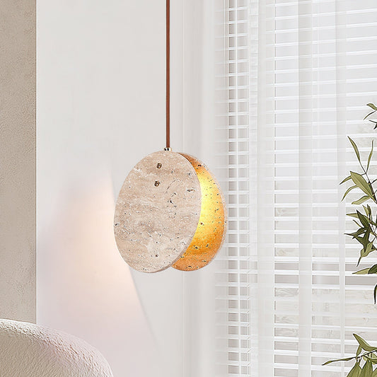 Solstice Stone Pendant Light ∅ 7.9’’ x H 7.9’’ / Yellow Travertine pendant Lamp