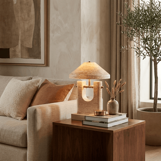 Solvra Yellow Travertine Table Lamp