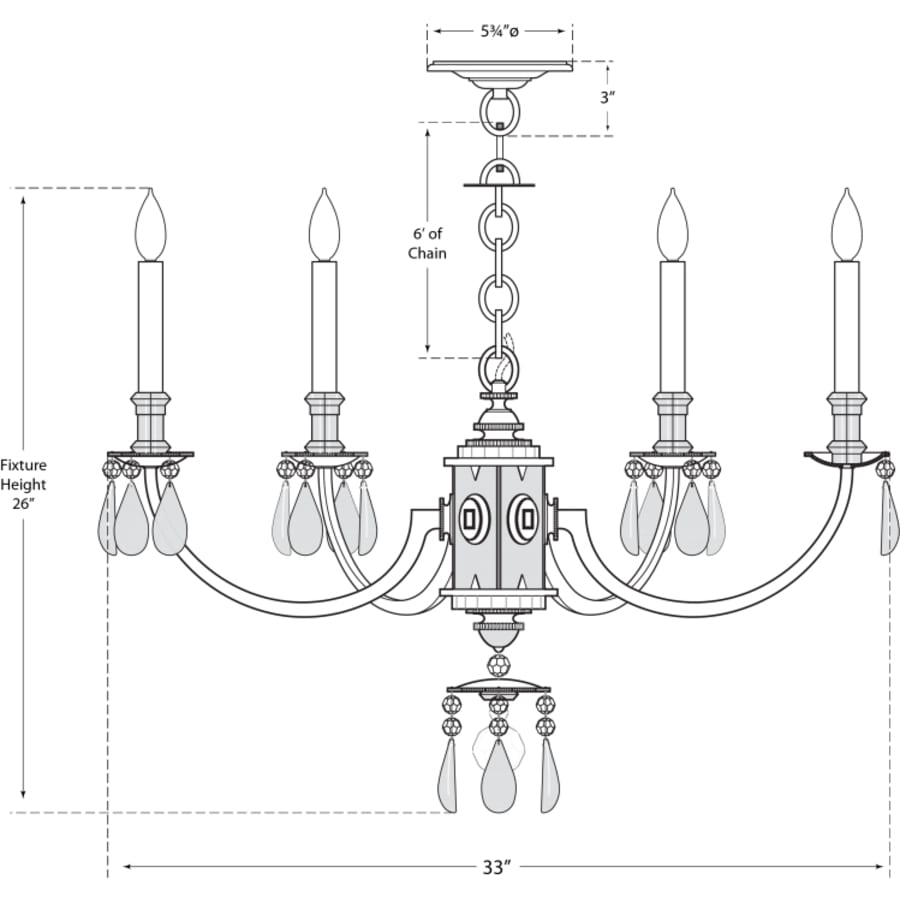 Visual Comfort Elizabeth 33" Chandelier with Quartz by Thomas O'Brien