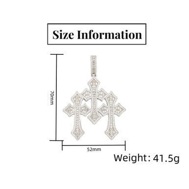 Moissanite VVS Triple Cross Pendant Titan