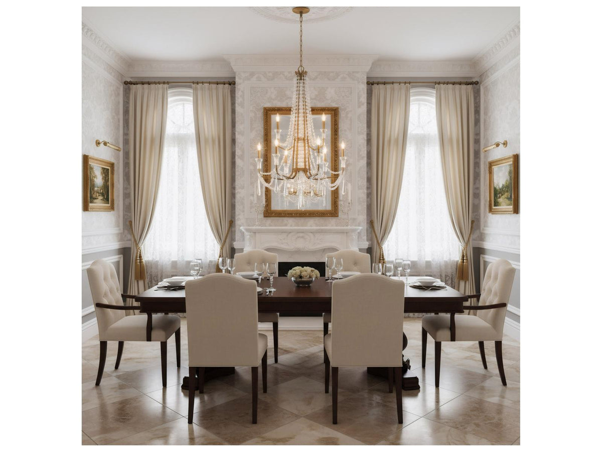 Varaluz Barcelona 2-Tier 9-Light Crystal Chandelier Brass