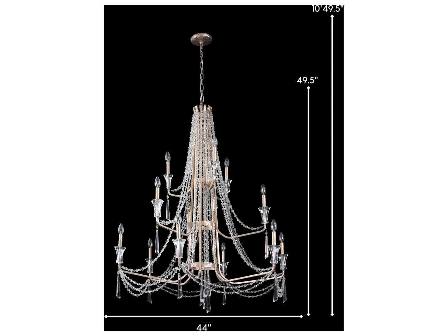 Varaluz Barcelona 3-Tier 12-Light Crystal Chandelier Transcend Silver