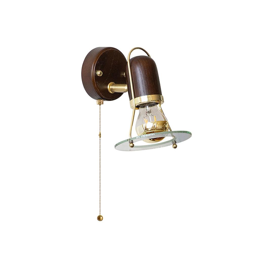 Vaughan Wall Light Model B: ∅ 5.5″ x W 7.9″ x H 7.9″ / Dia 14cm x W 20cm x H 20cm / Gold & Walnut color Wall lamp