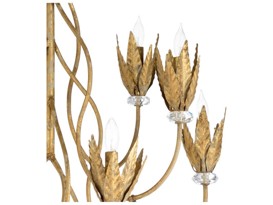 Wildwood Phoebe 8-Light Chandelier in Aged Gold Leaf and Clear Crystal