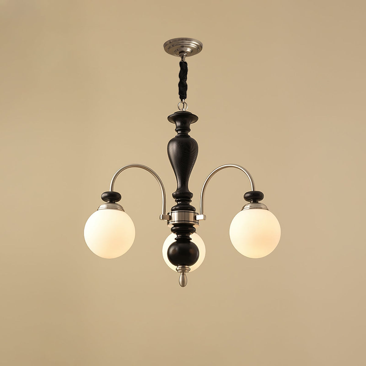 Windsor Classic Chandelier 3 Heads ∅ 25.2″ x H 21.7″ / Dia 64cm x H 55cm / Black & Chrome Chandelier