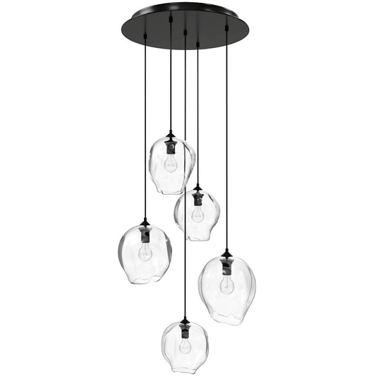 Avenue Lighting Sonoma Ave. 5 Light 28" Wide Multi Light Pendant with Water Glass Shades