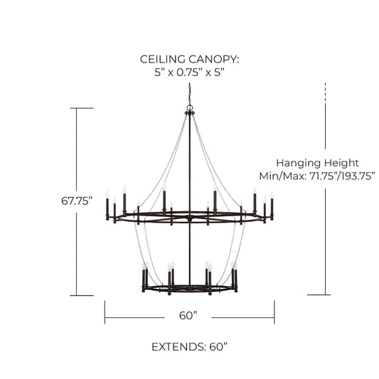 Capital Lighting Lancaster 20 Light 60" Wide Taper Candle Chandelier