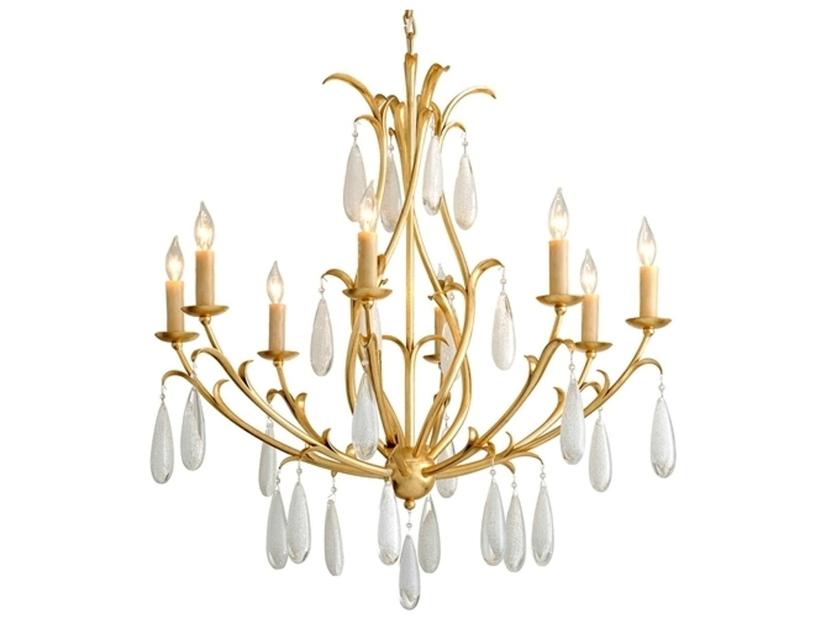 Corbett Lighting 8-Light Prosecco Chandelier in Gold Leaf with White Meteorite Glass