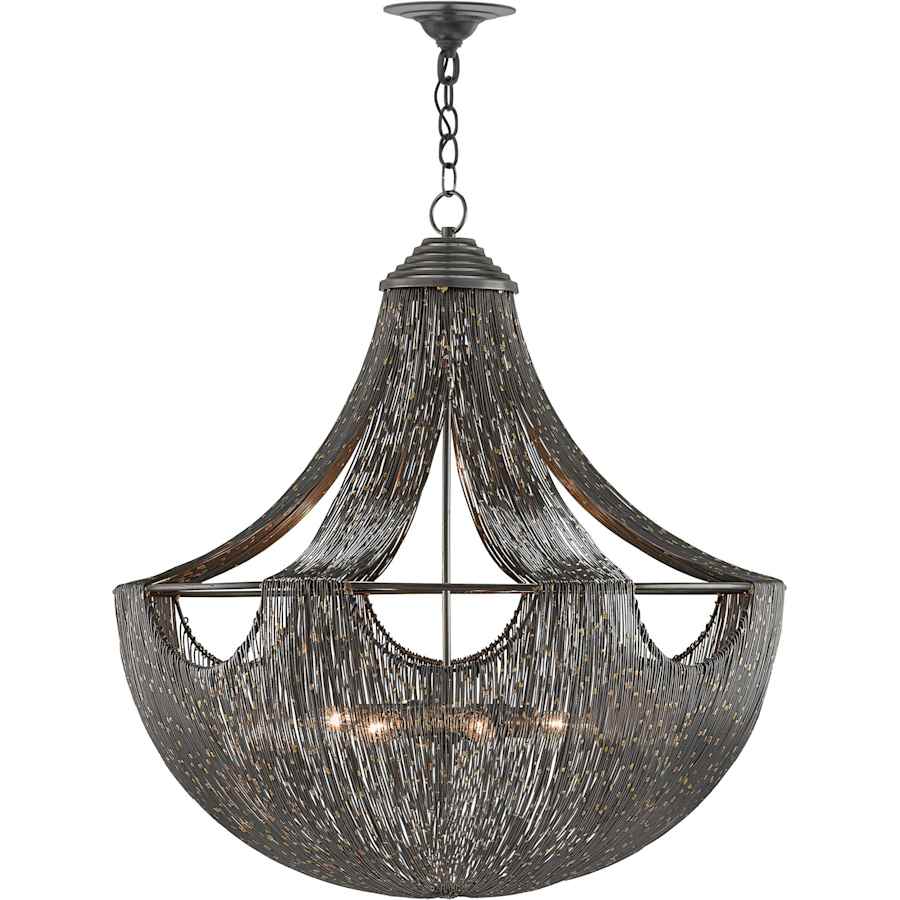 Currey and Company Eduardo 6 Light 30" Wide Chandelier with Black Metal Shade